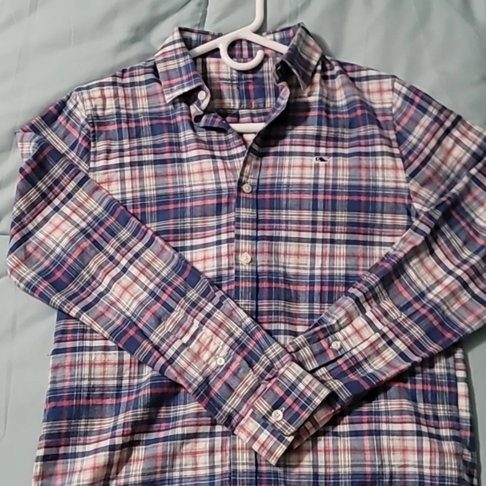 Vinyard Vines Flannel Plaid Whale‎ Button-down Youth (L/16) Shirt